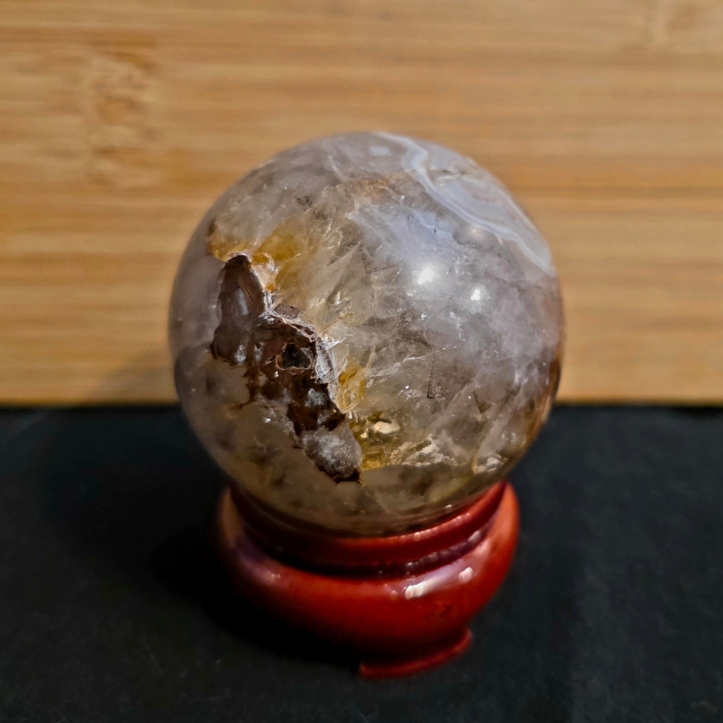 Fire Quartz Sphere with Natural Inclusions- Grounding & Clarity