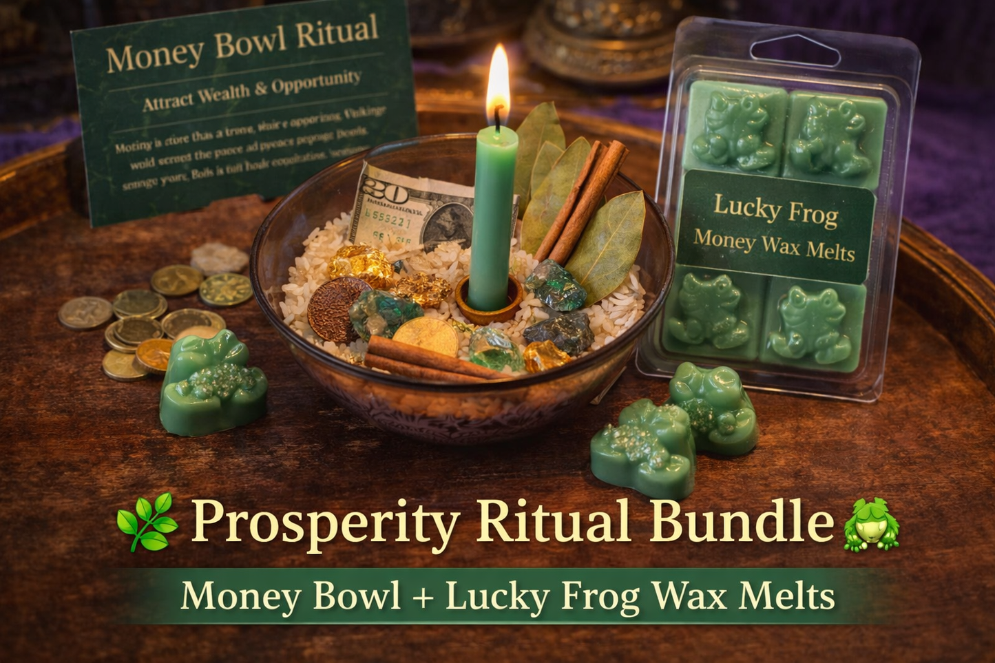 🌿 Monthly Money Bowl Ritual Kit – Abundance & Prosperity Altar Set