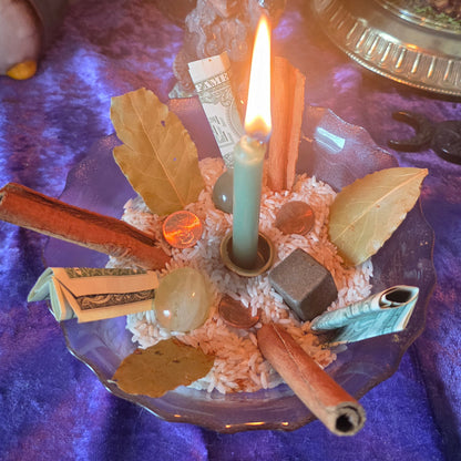 🌿 Monthly Money Bowl Ritual Kit – Abundance & Prosperity Altar Set