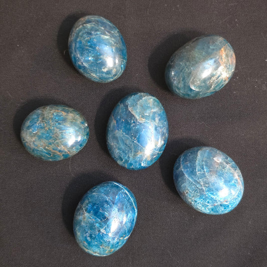 Blue Apatite Palm Stones- Intuition, Manifestation, Motivation Crystal