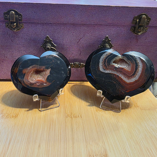 Druzy Sardonyx Hearts