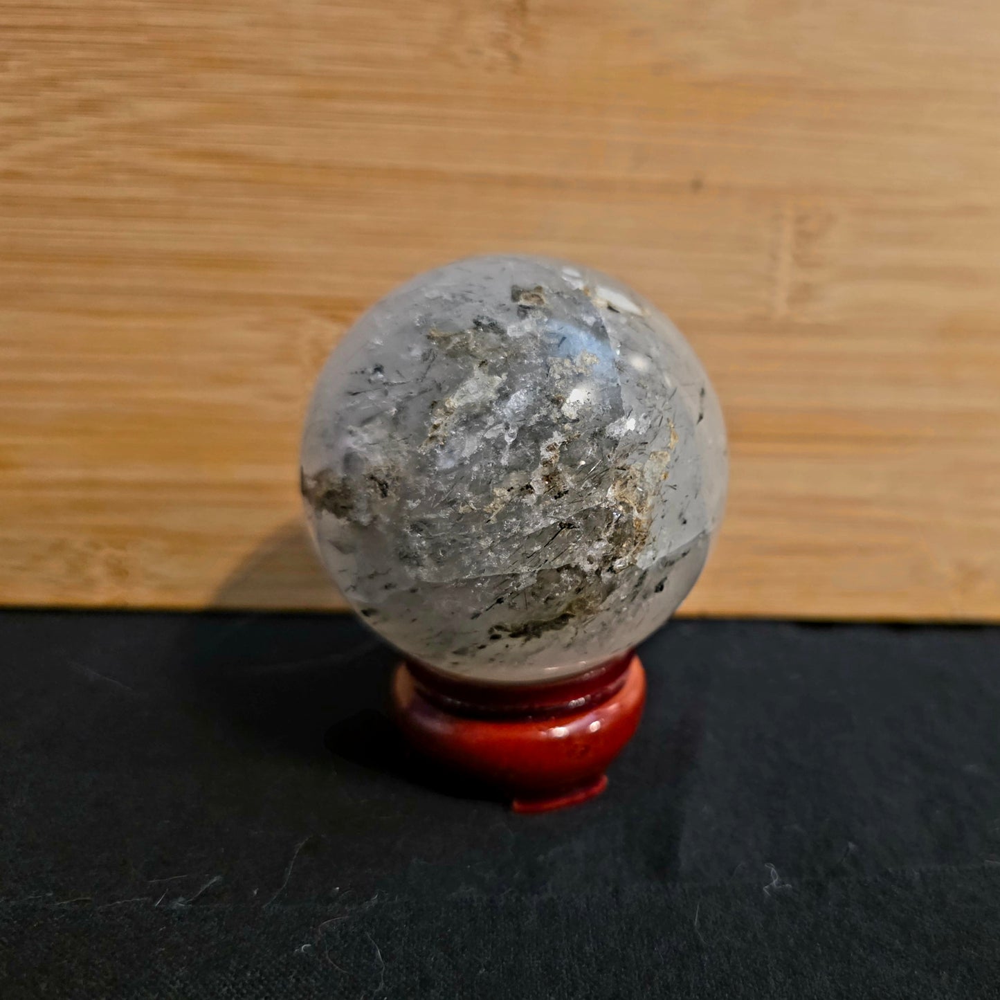 Tourmalinated Garden Quartz Sphere- Protection & Grounded Clarity