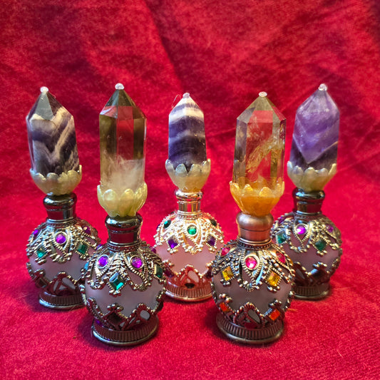 Crystal Perfume Bottles with Natural Crystal Tops