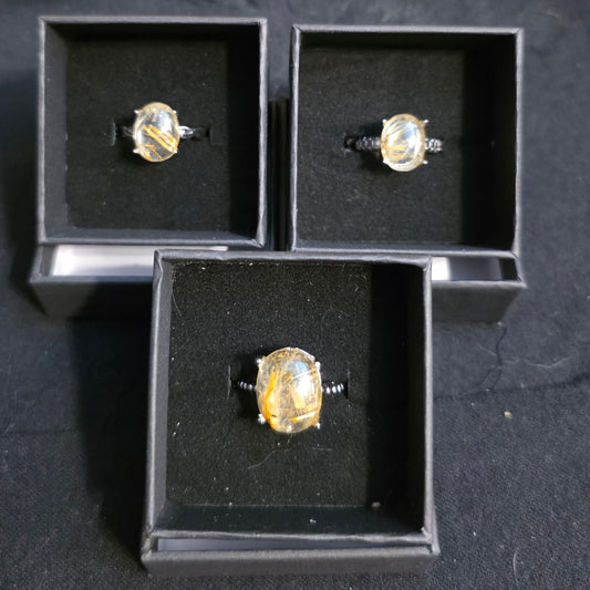 Golden Rutilated Quartz Adjustable Ring