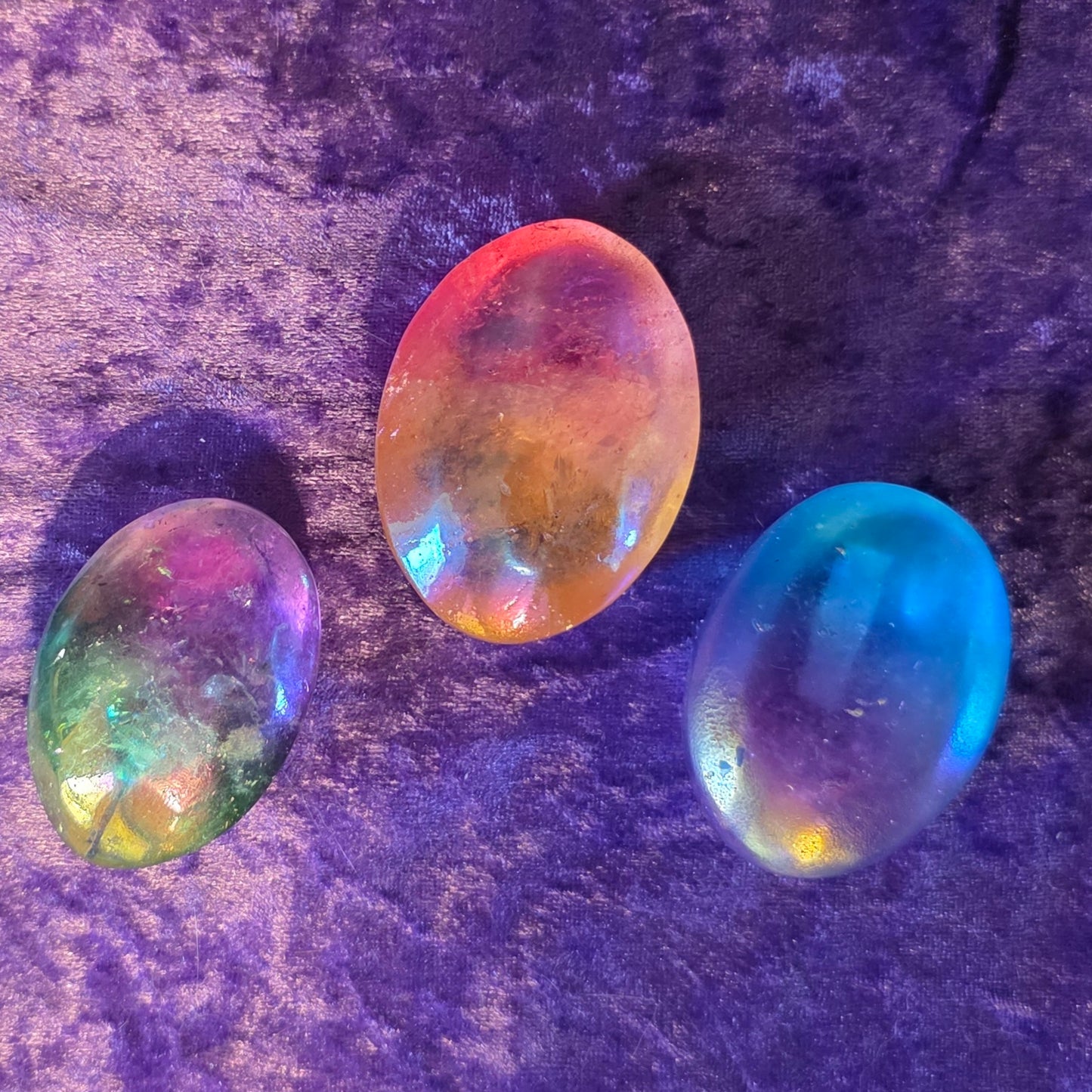 Aura Quartz palm stones