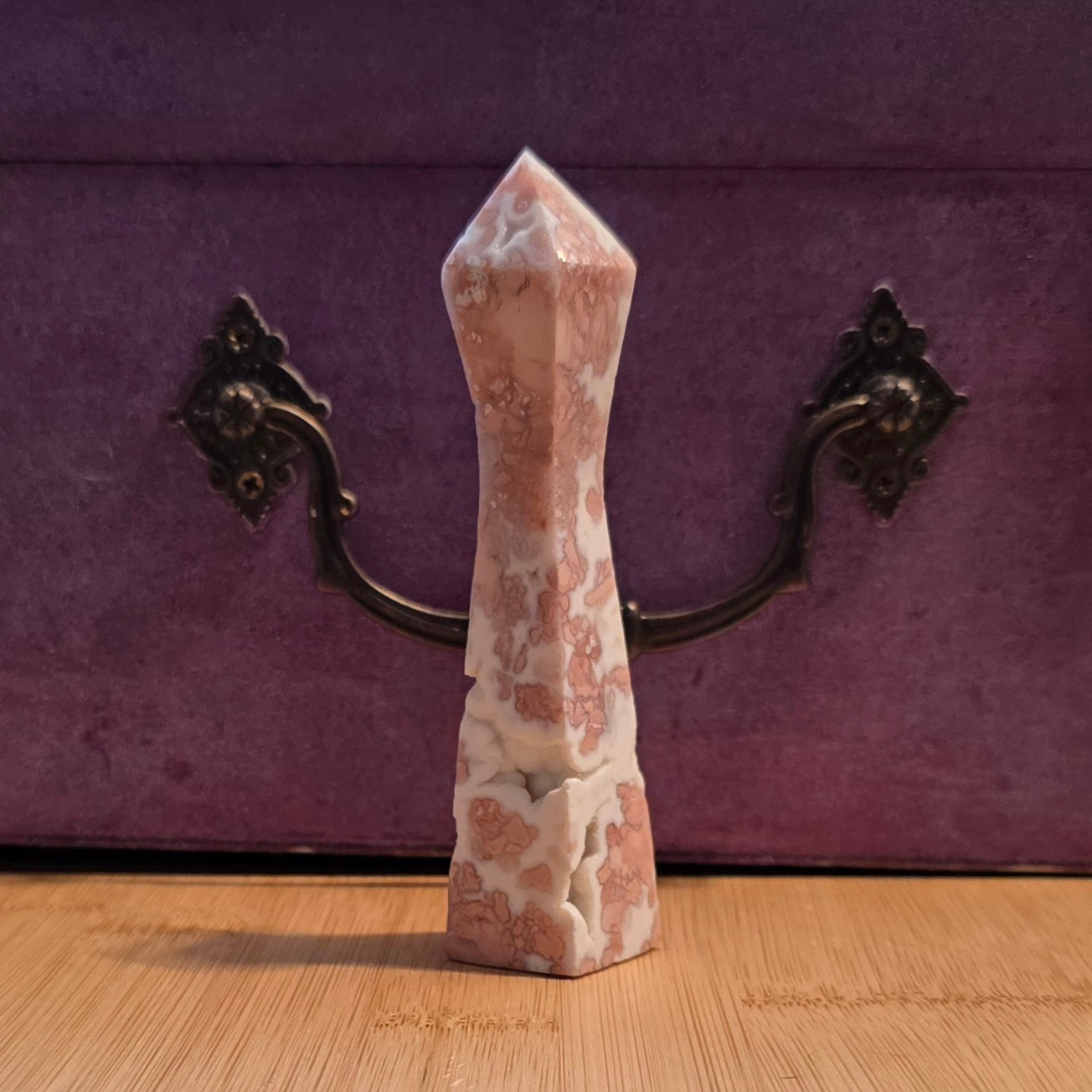 Pink Flower Agate tower – Growth, Self-Love & Gentle Motivation