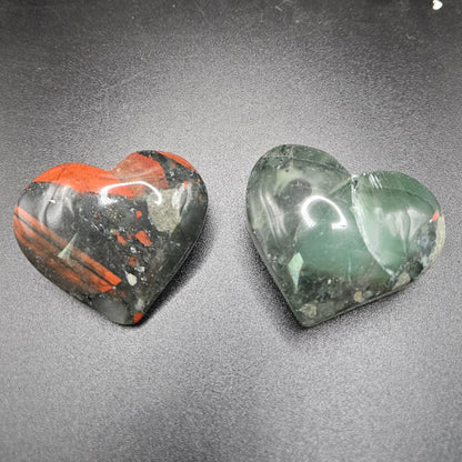 African Bloodstone Crystal hearts– Strength, Courage & Vitality
