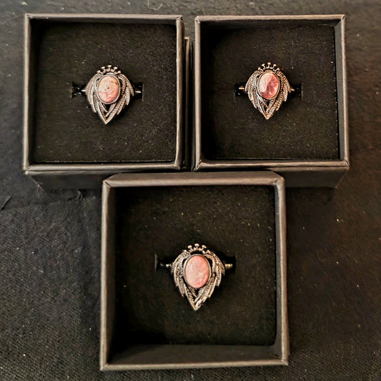 Winged Rhodochrosite Ring – Adjustable Statement Ring