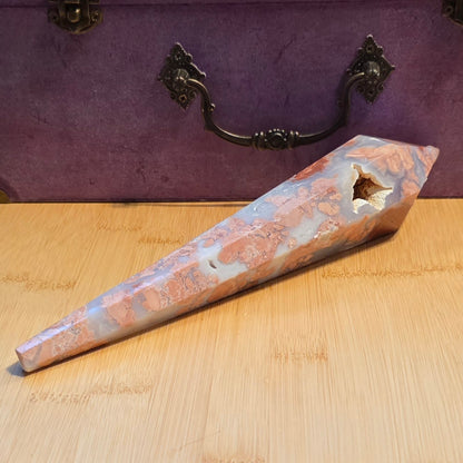 Pink Flower Agate Wand – Growth, Self-Love & Gentle Motivation