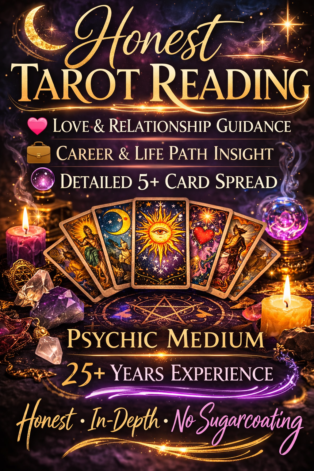 Truth From the Cards- Psychic Medium Tarot Reading (25+ Years Experience)- Love, Career & Life Guidance