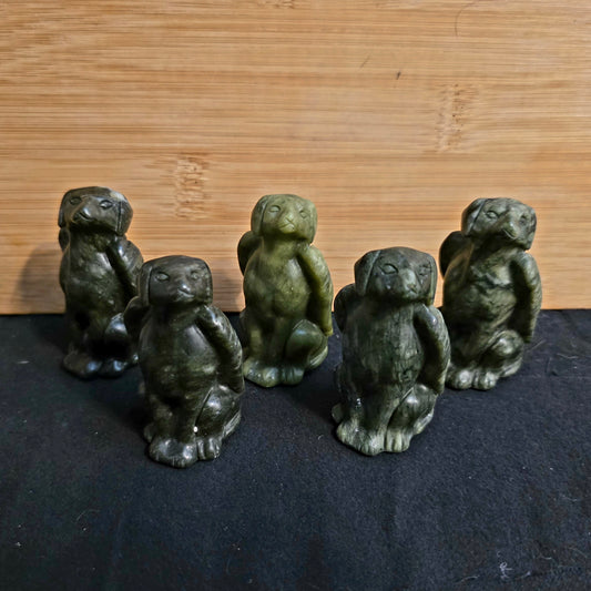 Green Jade Angel Dog Carvings- Loyalty, Love, Protection, and Gentle Guidance