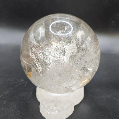 Clear Quartz sphere with natural rainbows, Golden Healer, and Black Tourmaline- Protection, Healing & Energy Balance