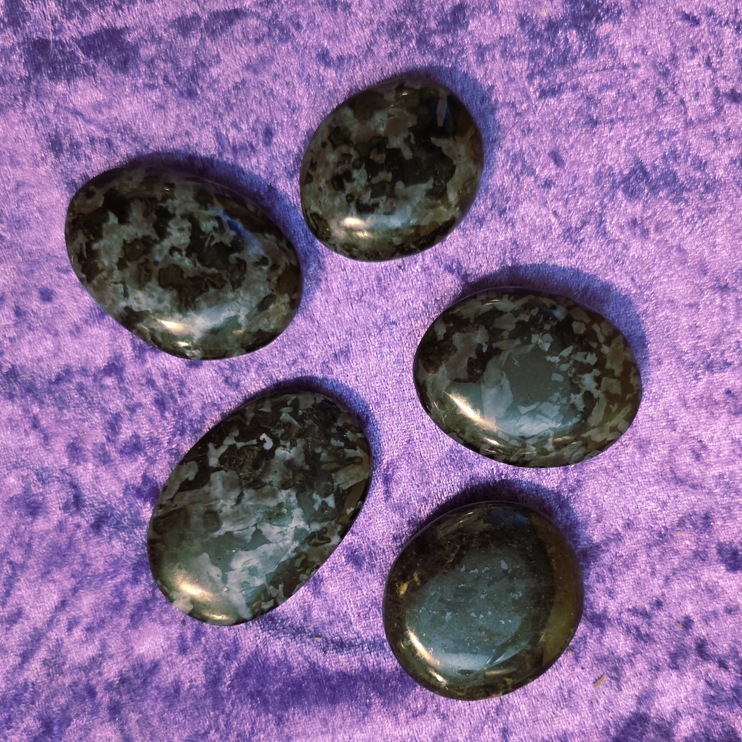 Indigo Gabbro Palm Stone - Intuition, Shadow Work, Grounding Crystal
