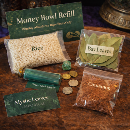 🌿 Monthly Money Bowl Ritual Kit – Abundance & Prosperity Altar Set