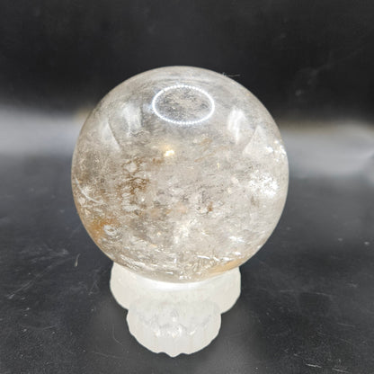 Clear Quartz sphere with natural rainbows, Golden Healer, and Black Tourmaline- Protection, Healing & Energy Balance