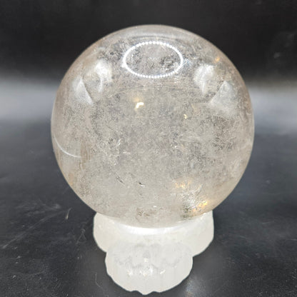 Clear Quartz sphere with natural rainbows, Golden Healer, and Black Tourmaline- Protection, Healing & Energy Balance