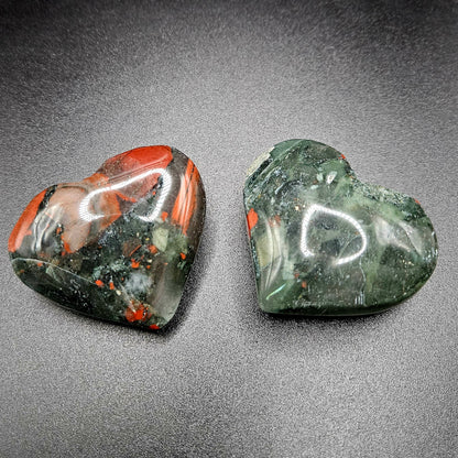 African Bloodstone Crystal hearts– Strength, Courage & Vitality