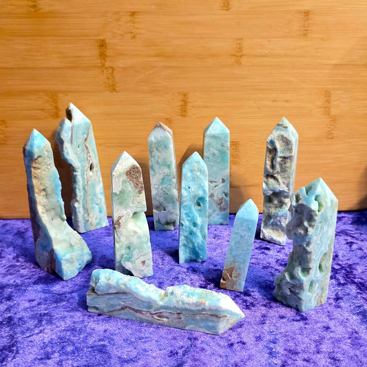 Hemimorphite Tower -  Communication, Emotional Healing, Calming Energy Crystal Point