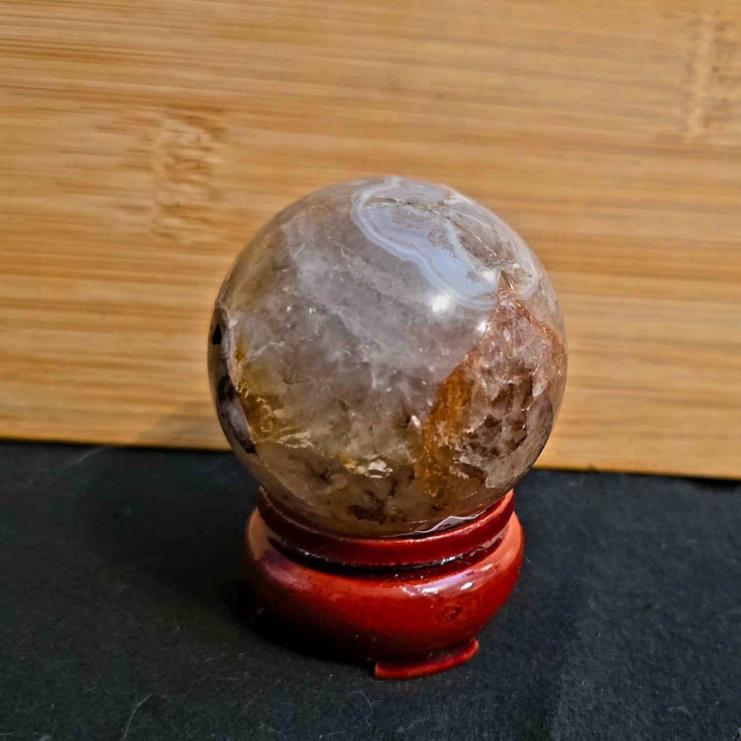 Fire Quartz Sphere with Natural Inclusions- Grounding & Clarity